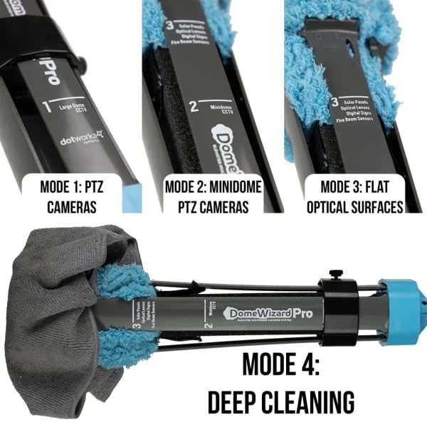 DomeWizard™ 25' Security Camera Cleaning Kit with Professional Grade Carbon Fiber Pole – Lens Cleaner for Dome, PTZ, Mini Dome & Bullet Cameras – Reusable Microfiber Mitt + 8oz Cleaning Solution - size: 25' Cleaning Kit