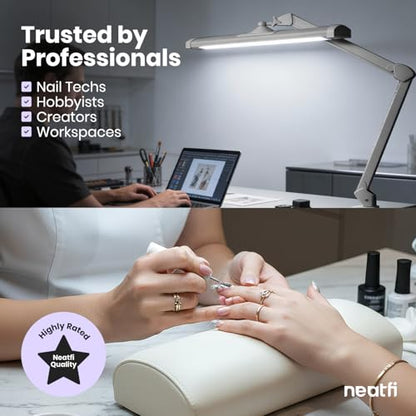 Neatfi 3,500 Lumens LED Desk Lamp – 45W Dimmable Task Light | Adjustable Color Temperature | 3 Light Modes | 540 SMD LEDs | Reading, Craft, Workbench & Office (Silver-2, 26-Inch Wide Shade) - color: Silver-2