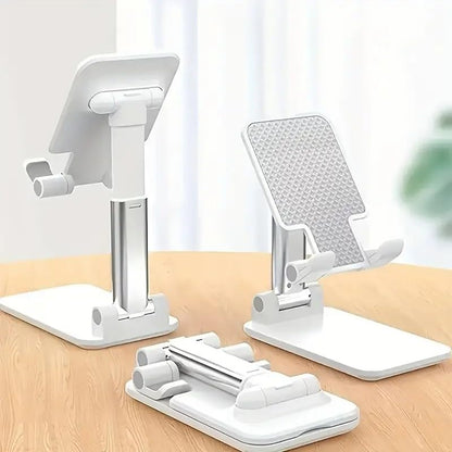 Cell Phone Folding Stand for Desk, Foldable Cell Phone Holder Mobile Stand Phone Dock, Multi-Angle Universal Adjustable Tablet Holder Compatible with Most Cellphone and Tablet(White) - color: White