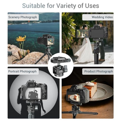 Low Profile Camera Tripod Ball Head,360° Rotating Ball Head Compatible with Arca 1/4" Quick Release Plate, Tripod Ball Head with Arca Swiss Quick Release Plate,Load Capacity：3kg/6.6lb