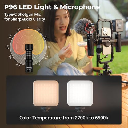 SmallRig All-in-One Universal Quick Release Phone Video Rig Kit Pro, Phone Stabilizer Rig Kit with LED Light Microphone QR Tripod Dual Handles Power Bank Holder, for Creator & Live Streaming - 4704 - style: All-in-One Kit