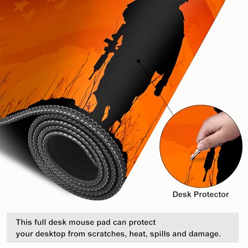 Mouse Pad, Large Anti-Slip with Stitched Edges Desk Mat Desktop Laptop Computer Desk Keyboard Mat,Table Protector Blotter Mat (Soldier, 31.5" x 11.8") - color: Soldier, size: 31.5" x 11.8"