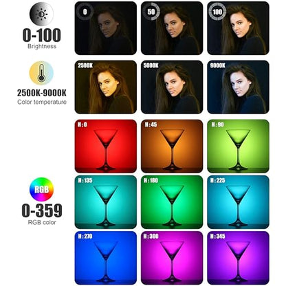 ENEGON RGB Selfie Light, 360° Full Color RGB Video Light with 24 Effects, 78 LED 2000mAh Rechargeable CRI 95+ and 2500K-9000K CCT, Portable Clip on Light for Phone/Tablet/Laptop/Streaming - color: RGB Selfie Light