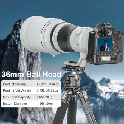 WEYLLAN EH36L Lever Ball Head with Stainless Steel Lock Pin, 36mm Low Profile Heavy Duty Tripod Ball Head Mount with Arca Swiss Quick Release Plate for Tripod Monopod DSLR Camera Camcorder Telescope - size: 36mm Ball