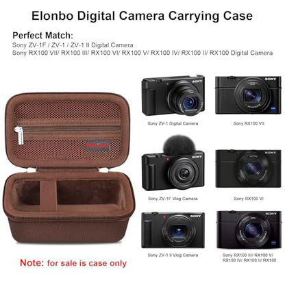 Case for Sony ZV-1F/ ZV-1/ ZV-1 II/Sony RX100 VII/ RX100 III Digital Camera | Sony ZV-1F/ ZV-1/ ZV-1 II/ RX100 VII Digital Camera Carrying Case, Hard Travel Protective Bag, Pocket fits Accessories, Brown - color: Brown