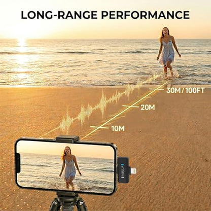Vislla Mini Microphone for iPhone & Android, Furry Windscreen, Noise Cancelling Wireless Lavalier Microphone,Clip On Lapel Mini Mic Pro for Content Creators Vlogging/YouTube/Tiktok/Streaming/Interview