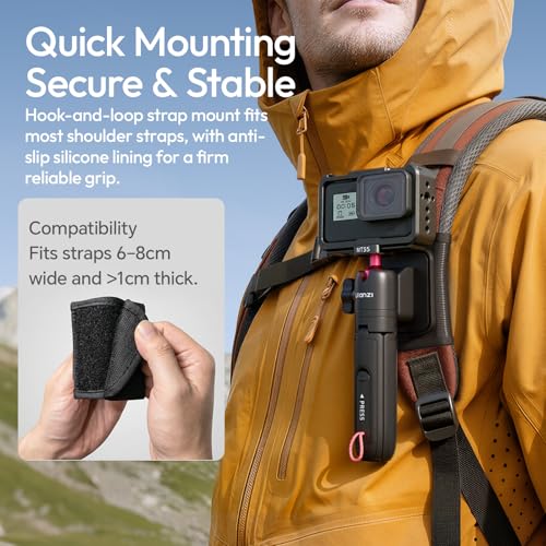 ULANZI MT55 SnapGo Mini Tripod & Selfie Stick, 4-in-1 Mantis/Backpack Strap/Selfie/Tripod Modes, 360° Ball Head, 4-Section Extendable 12.2in, for Phone/Action Cameras/Compact Cameras