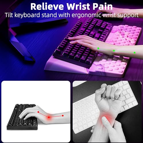 Ospelelf Keyboard Wrist Rest, Comfortable Ergonomic Keyboard Stand Riser Holder for Office Home - color: Pink