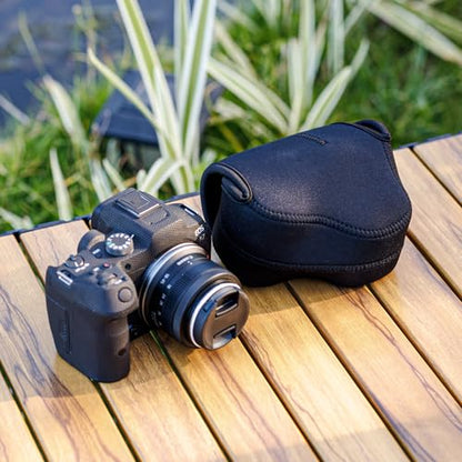 KIWIFOTOS Neoprene Mirrorless Camera Sleeve Case for Canon EOS R7 R10 +18-45mm Lens Nikon Z5 z5II Z6 Z6III +24-50mm Lens Z50II +16-50mm Lens Camera Pouch - color: Neoprene Camera Sleeve Black