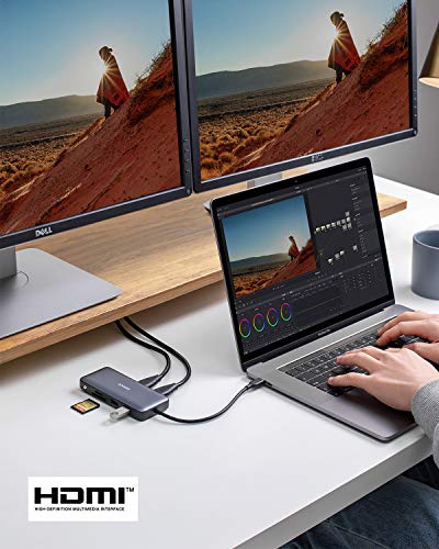 Anker Laptop Docking Station Dual Monitor, 8-in-1 USB C Hub, 4K Dual Monitor with 2 HDMI, 1 Gbps Ethernet Hub, 85W Power Delivery, SD Card Reader, for XPS and More (Charger not Included) - style: 8 in 1 【2 HDMI + Ethernet】
