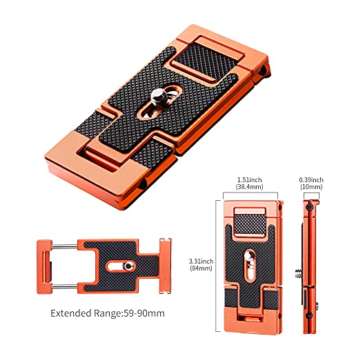 K&F CONCEPT Aluminum Alloy Quick Release Plate with 1/4 Inch Screw for Camera, Cage, Cellphone etc (Orange) - color: Mobile Phone Clip + Quick Release Plate