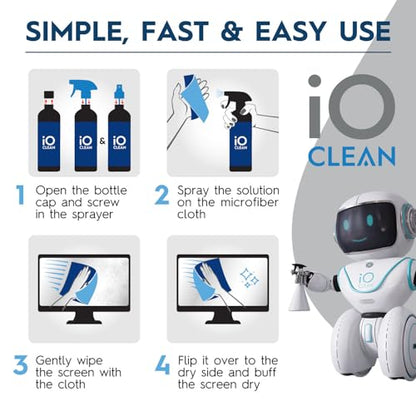 Screen Cleaner Spray (16oz + mini Cleaner) – Best Large Cleaning Kit for LCD LED OLED TV, Smartphone, iPad, Laptop, Touchscreen, Computer Monitor, Electronic Devices, Microfiber Cloth and 2 Nozzles - size: 16 Fl Oz + 0.3 Fl Oz