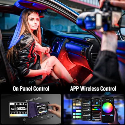 Mettlelite SPL420C RGB LED Video Light with APP Control, 360° Full Color RGB Panel Light, 2800K-8000K, CRI/TLCI 97+, 10 Scenes, Professional Photography Studio Lighting for YouTube/Stream/Photo/Video - size: SPL420C - 1 Light