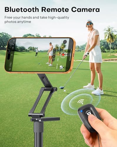 OMOTON CV08-B1 Golf Tripod & Monopod, 5-in-1 Pro Kit (Magnetic Phone Mount+Spike+Tripod+Remote+Action Camera Adapter), 59" Extendable Pole for Golf Swing Recording, Fit for iPhone, Android, GoPro