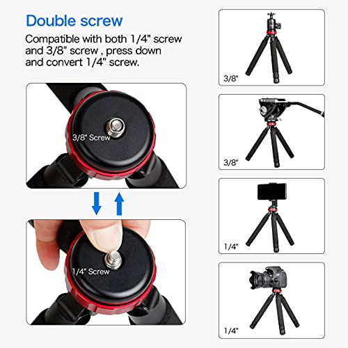 Koolehaoda Metal Mini Tripod with 360° Ball Head and 1/4" Screw Desktop Tabletop Stand Tripod for Cameras,Load up to 8kg - (MT-02+D28) - color: MT-02+D28