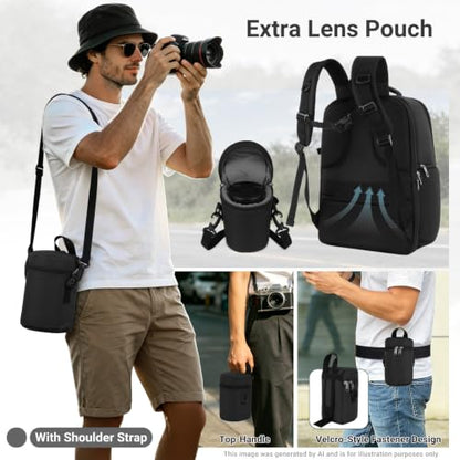 MOSISO Camera Backpack, DSLR/SLR/Mirrorless Photography Camera Bag, Waterproof Hardshell Case with Lens Pouch&Tripod Holder&15.6 inch Laptop Compartment Compatible with Canon/Nikon/Sony, Black - color: Black