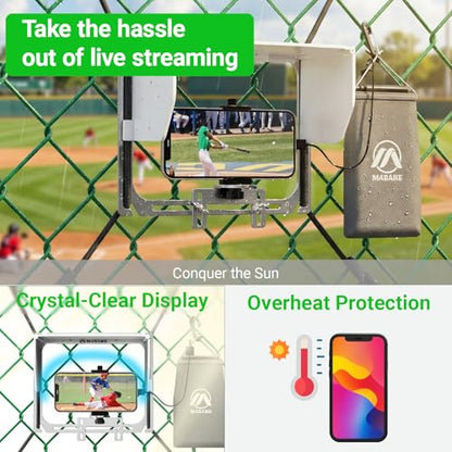 Cell Phone Fence Mount with Shade, Game Changer Mounting Kit, Gamechanger Streaming kit Works with iPhone, Mevo Start, Phones, and GoPro, for Recording Baseball Games(Upgraded Version) - size: PRO