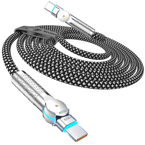 USB C to USB C Cable 6.6ft 240W, 180°Rotating USB C Cable Braided Type C Charger Cable Fast Charge for iPhone 16/16Pro/16Plus/16ProMax,MacBook Air,iPad Pro,Pixel,Samsung Galaxy S23/S24 Ultra-Black - size: 6.6FT