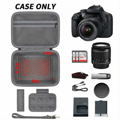 Comecase Hard Camera Case for Canon R50/R100/T7, for Sony A6400/ZV-E10 | Small Camera Bag with Hard EVA Shell, Adjustable Dividers, 6 Battery/SD Organizer Slots and Shoulder Strap, Case only, Grey - color: Grey