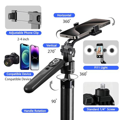 Auto Face Tracking Selfie Stick Tripod for iPhone with Light 360 Rotation that Follows Your Movement 70.9" Camera Tripod Stand with Remote for Content Creator Vlog Live Stream Video Recording - style: A-Auto Face Tracking Tripod with 2 Ring Light