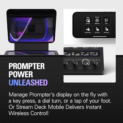 Elgato Prompter, Teleprompter with Built-in Screen | Drag-and-drop display, Supports DSLR, webcam, smartphone, Read chat or scripts, Works with Mac, PC, Stream Deck - style: Prompter