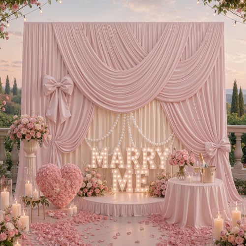 20FTx12FT Dusty Pink Wrinkle-Free Wedding Backdrop Curtain -Silky Washable White Polyester Drapes for Baby Showers, Birthday Parties, Photography, and Wedding Receptions-4 Panels 5FTx12FT - color: Dusty Pink, size: W5' x H12'(4 panels)