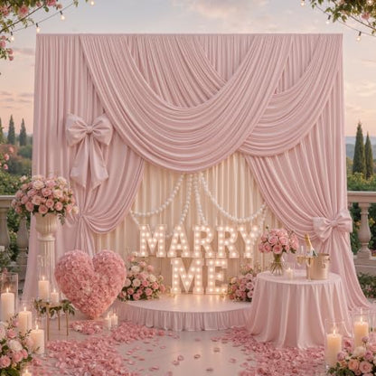 20FTx12FT Dusty Pink Wrinkle-Free Wedding Backdrop Curtain -Silky Washable White Polyester Drapes for Baby Showers, Birthday Parties, Photography, and Wedding Receptions-4 Panels 5FTx12FT - color: Dusty Pink, size: W5' x H12'(4 panels)