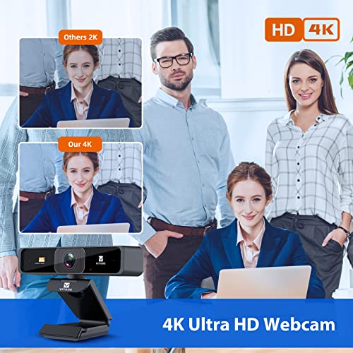 4K Zoomable Webcam with Upgraded Remote Control, 8MP Sony Sensor Webcam with Microphone and 4X Digital Zoom, Pro USB Webcam for Streaming/Conference/Online Teaching/Video Calling/Zoom/Skype
