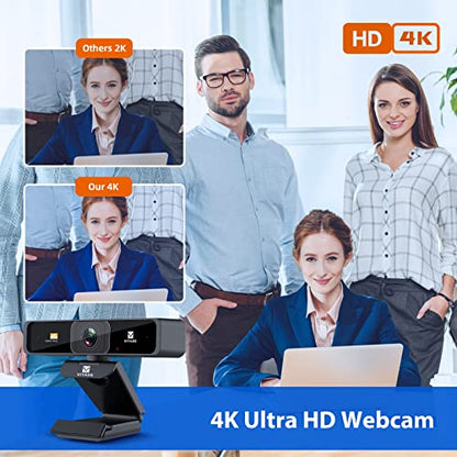 4K Zoomable Webcam with Upgraded Remote Control, 8MP Sony Sensor Webcam with Microphone and 4X Digital Zoom, Pro USB Webcam for Streaming/Conference/Online Teaching/Video Calling/Zoom/Skype