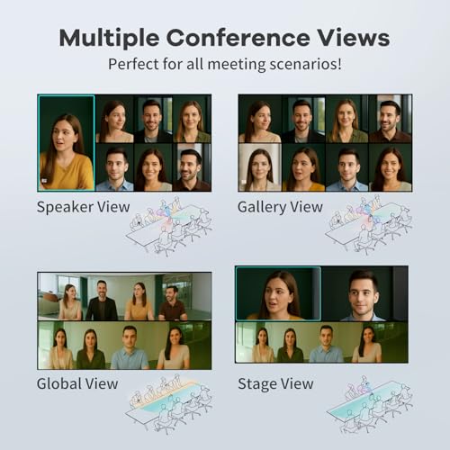 KanDao Meeting Ultra Standard - 360° 4K All-in-One Video Conference Camera, AI Tracking, 8 Noise-Cancelling Mics, Build-in System, Works with Zoom, Google Meet, Microsoft Teams - Plug & Play - color: black- grey