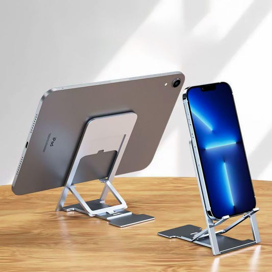 Phone Stand, Foldable Adjustable Desktop Phone Holder for iPhone 16 15 14 13 12 11 Pro Max XR XS and 4.5-15In Devices, Lightweight Portable Holders for Indoor Outdoor, Silver - color: Silver