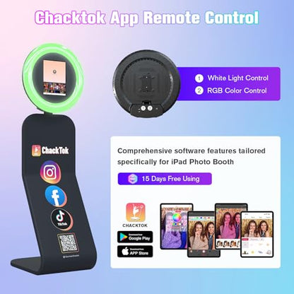 MWE Portable Lightweight Photo Booth Stand Compatible with Any iPad Photo Booth with Software APP and Remote Control, RGB Ring Lights Music Sync,Logo Customization (Black, Large Box-Honeycomb Box) - size: Large Box-Honeycomb Box