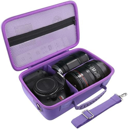 Camera Case Compatible with Canon EOS Rebel T7/T100/R50/R100/R5/R6 V//R6 Mark II DSLR Camera with 18-55mm Lens,Sony,Nikon DSLR Camera Protective Case with Shoulder Strap (Purple Case) - color: Purple Case