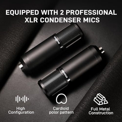MAONO Podcast Equipment Bundle for 2: Audio Interface Mixer with 2 XLR Condenser Mic Noise Reduction Podcast Streaming MaonoCaster E2 Gen2B