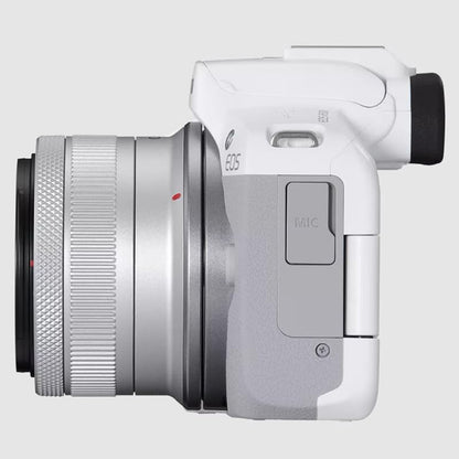 Canon EOS R50 Mirrorless Camera (White) with RF-S 18-45mm F4.5-6.3 is STM Lens 5812C012 Bundle with Deco Gear Photography Bag + Microphone + Tripod + Premium Photography Pro Ebook & Accessories Kit - color: White