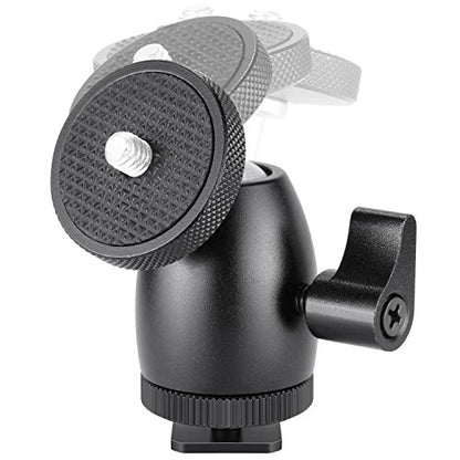 Neewer Mini Tripod Ball Head Mount, 1/4 inch Screw with Phone holder, Lock and Hot Shoe Mount Adapter Compatible with Compact DSLR Camera, LED Light,Ring Light,Load Up to 4.4 pounds/2 kilograms