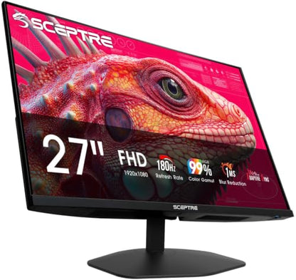 New! Sceptre 27-inch Prime Gaming Monitor DisplayPort x2 180Hz HDMI x2 180Hz Build-in Speakers, Machine Black 2027 (E275B-FW180T Series) - size: 27