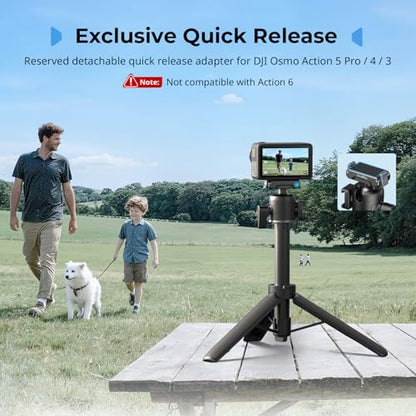SmallRig Action Camera Selfie Stick Tripod, 7.8-21.6in Extendable, 360° Ball Head, Cold Shoe Mount, Detachable Adapter Only for DJI Action 5 Pro/4/3 (Not for Action 6), 1/4-20" Screw for Webcam - 5435 - style: for DJI action camera (5 Pro/4/3)