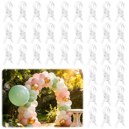 PUGPIU 36 Pack Balloon Arch Clips for Backdrop, 3.5 Inch Clear Spring Clamp | Plastic Balloon Clips for Arch, Great for Backdrop Stand, Birthday Wedding Decoration, Hang-drying, Beach Towels, Photos - color: Clear3