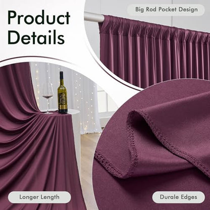 10ftx12ft Wrinkle Free Maroon Backdrop Curtain, 2 Panels 12FT Height Wedding Burgundy Backdrop Drapes, Silky Polyester Back Drop Cloth for Birthday Photography Background Party Backdrop Draping - color: Burgundy, size: (W)5ft x (H)12ft (2 Panel)