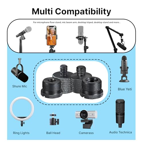 IXTECH Mic Stand Adapter Set - 8 Piece Metal Mic Stand Adapter Kit - 3/8 to 5/8 & 1/4 to 5/8 Female to Male Thread Adapter - Boom Arm Adapter (2) - color: Black