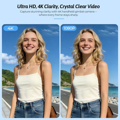 4K Vlogging Camera for YouTube, 75MP Pocket Digital Camera with 330° Rotating Gimbal Lens, Travel & Beginner Handheld Vlog Camera, WiFi Content Creator Kit with Tripod, 16GB Card