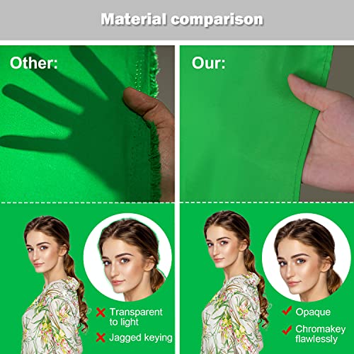 Aimosen 12 X 10 FT Large Green Screen Backdrop for Photography, GreenScreen Background for Zoom Meeting, Polyester Cloth Fabric Curtain, Chromakey Video Photoshoot Studio YouTube Conference Streaming - color: Green