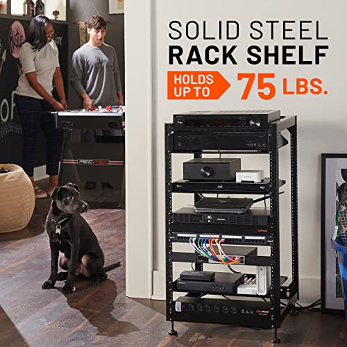 ECHOGEAR 3U Rack Shelf - Universal Design Works with Any Rack - Holds 75bs of Servers, Network Gear, or AV Equipment - 15" Deep Steel Shelf with Ventilated Design - Install Hardware Included - size: 3U Rack Shelf