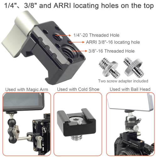 NATO Clamp Adapter Monitor Mount Quick Release NATO Rail Clamp with 1/4 and 3/8 Thread Holes for Camera Cage Handle Monitor LED Light Microphone Cold Shoe Magic Arm