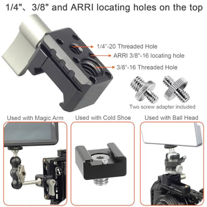 NATO Clamp Adapter Monitor Mount Quick Release NATO Rail Clamp with 1/4 and 3/8 Thread Holes for Camera Cage Handle Monitor LED Light Microphone Cold Shoe Magic Arm