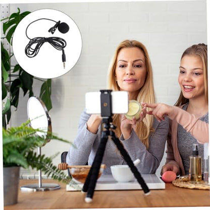 Toyvian Mini Clip Lavalier Condenser Microphone for Smartphones Laptops and Cameras Portable Hand Mic for Video Recording and Meetings Includes Rotary Clip Black