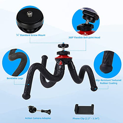 Mini Tripod for Camera/Phone/Webcam, NexiGo Flexible Camera Tripod Stand, Compatible with NexiGo Logitech Webcam C920 C922 Brio iPhone/Android/Camera, Vlogging/Live Streaming (Black)