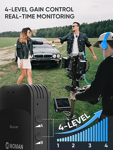 Moman C1X Wireless Lavalier Microphone, 2.4GHz Dual Channel Lapel Mic System with Noise Cancellation 230FT Range for Online Class Vlog Live Stream YouTube DSLR Camera Smartphone Tablet - size: C1X