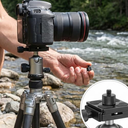 Skrfren Threaded Tripod Screw Adapter, 1/4 to 3/8 Double Male | Standard Mounting Thread Converter, Aluminum Alloy Camera Cage Mount for Light Stand, Monopod, Shoulder Rig, Tripod Head